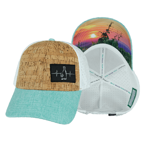 Wine Hat, Low Profile, Ponytail, Snapback Hat, Cork, Mint, White, Mens Hat, Womens Hat, Main Picture 