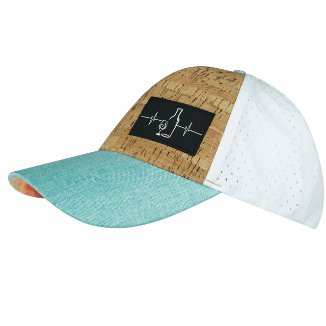 Wine Hat, Low Profile, Ponytail, Snapback Hat, Cork, Mint, White, Mens Hat, Womens Hat, Side Picture 