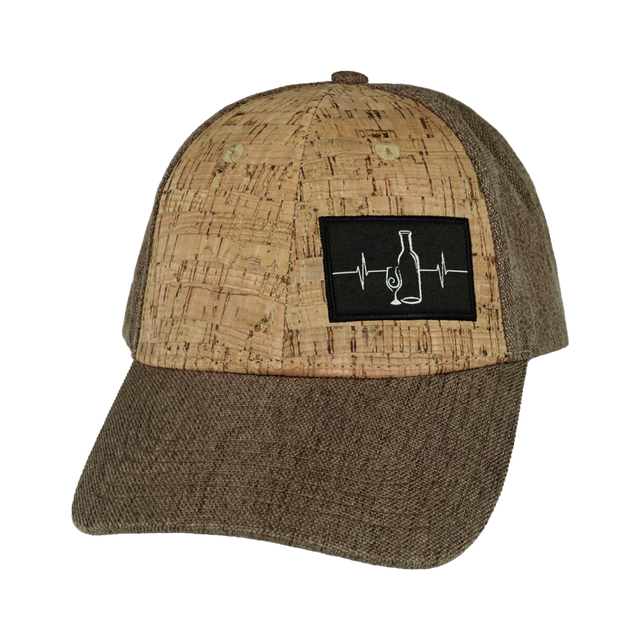 Wine Hat, Low Profile, Snapback Hat, Cork, Light Brown Hemp, Mens Hat, Womens Hat, Front Picture 
