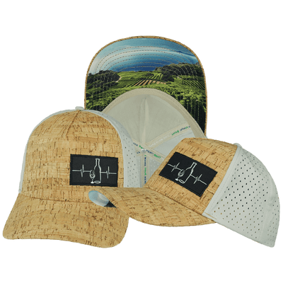 Wine Hat Trucker Hat — Cork, Gray, Laser Mesh