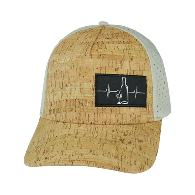 Wine Hat, Trucker Hat, Snapback Hat, Cork, Gray, Mens Hat, Womens Hat, Front Picture