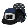 Yoga Hat - 5 Panel - Ponytail - Black / White / Navy - Laser Mesh