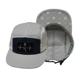 Yoga Hat, 5 Panel Hat, Ponytail, Strapback, Gray, Navy, White, Mens Hat, Womens Hat, Main Picture