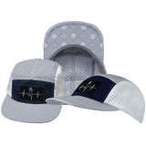 Yoga Hat, 5 Panel Hat, Ponytail, Strapback, Gray, Navy, White, Mens Hat, Womens Hat, Main Picture