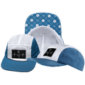 Yoga Hat - 5 Panel - Ponytail - Light Blue / White - Laser Mesh