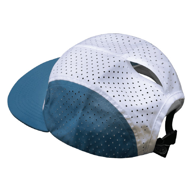 Yoga Hat, 5 Panel Hat, Ponytail, Strapback, Light Blue, White, Mens Hat, Womens Hat, Ponytail Hole Picture
