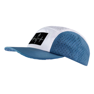 Yoga Hat, 5 Panel Hat, Ponytail, Strapback, Light Blue, White, Mens Hat, Womens Hat, Side Picture