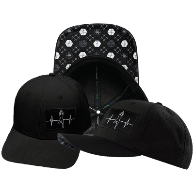 Yoga Hat — Baseball Hat Fit, Black, Laser Mesh