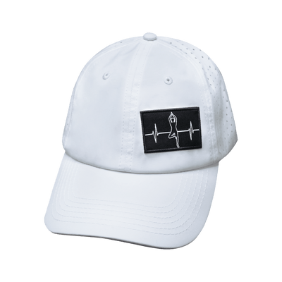 Yoga Hat, Dad Hat, Ponytail, Snapback, White, Mens Hat, Womens Hat, Front Picture