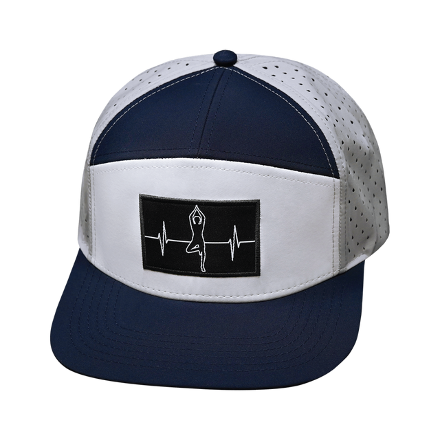 Yoga Hat, Flat Bill, Snapback Hat, Navy, White, Gray, Mens Hat, Womens Hat, Front Picture