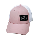 Yoga Hat, Low Profile, Ponytail, Snapback Hat, Pink, White, Mens Hat, Womens Hat, Front Picture 