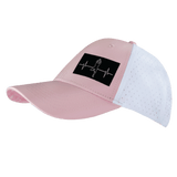 Yoga Hat, Low Profile, Ponytail, Snapback Hat, Pink, White, Mens Hat, Womens Hat, Side Picture 