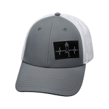 Yoga Hat, Low Profile, Ponytail, Snapback Hat, Gray, White, Mens Hat, Womens Hat, Front Picture 