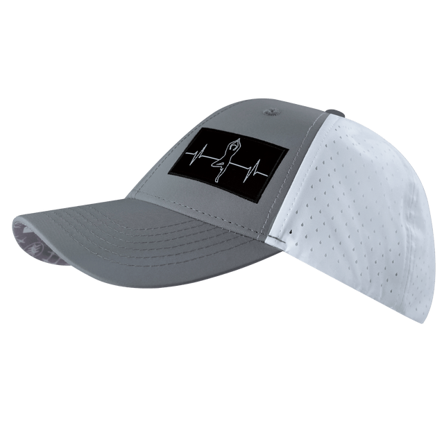Yoga Hat, Low Profile, Ponytail, Snapback Hat, Gray, White, Mens Hat, Womens Hat, Side Picture 