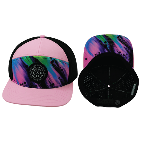 Youth Color Vibes Hat, Flat Bill, Snapback Hat, Aurora, Pink. Black, Mens Hat, Womens Hat, Main Picture