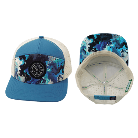 Youth Color Vibes Hat, Flat Bill, Snapback Hat, Blue Dream, Slate Blue, Cream, Mens Hat, Womens Hat, Main Picture 