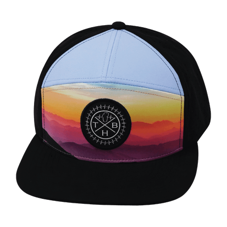 Youth Color Vibes Hat, Flat Bill, Snapback Hat, Blue Ridge, Black, Baby Blue, Mens Hat, Womens Hat, Front Picture  