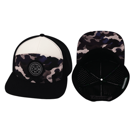 Youth Color Vibes Hat, Flat Bill, Snapback Hat, Desert Night Camo, Black, Cream, Mens Hat, Womens Hat, Main Picture   