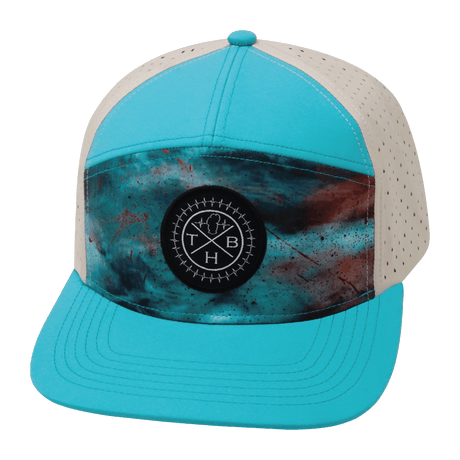 Youth Color Vibes Hat, Flat Bill, Snapback Hat, Desert Sky, Neon Green Blue, Cream, Mens Hat, Womens Hat, Front Picture   
