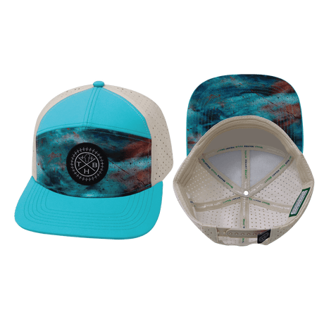 Youth Color Vibes Hat, Flat Bill, Snapback Hat, Desert Sky, Neon Green Blue, Cream, Mens Hat, Womens Hat, Main Picture 