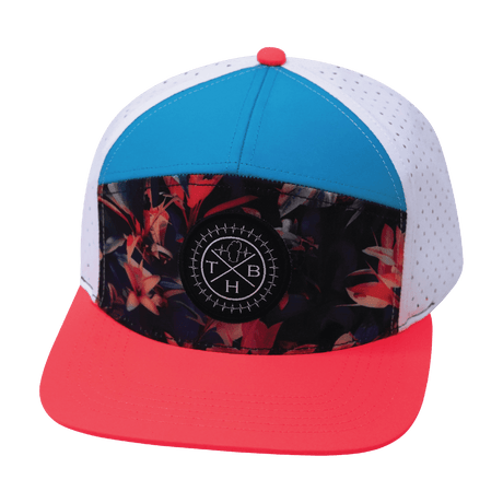 Youth Color Vibes Hat, Flat Bill, Snapback Hat,  Electric Eden, Neon Peach, Neon Blue, White, Mens Hat, Womens Hat, Front Picture   
