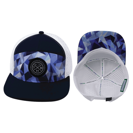 Youth Color Vibes Hat, Flat Bill, Snapback Hat, Geo Blue, Navy, White, Mens Hat, Womens Hat, Main Picture 