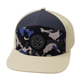 Youth Color Vibes Hat, Flat Bill, Snapback Hat, Dusk Camo, Cresm, Charcoal, Mens Hat, Womens Hat, Front Picture