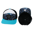 Youth Color Vibes Hat, Flat Bill, Snapback Hat, Love Rising, Neon Blue Green, White, Black, Mens Hat, Womens Hat, Main Picture