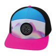 Youth Color Vibes Hat, Flat Bill, Snapback Hat,  Holograph, Neon Pink, Neon Blue, Black, Mens Hat, Womens Hat, Front Picture   
