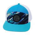 Youth Color Vibes Hat, Flat Bill, Snapback Hat, Molten Dream, Neon Green Blue, Neon Blue, White, Mens Hat, Womens Hat, Front Picture   
