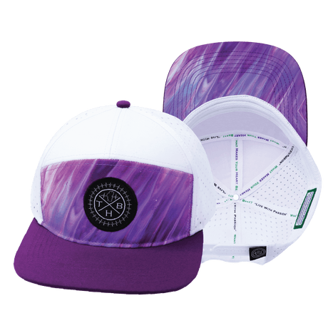 Youth Color Vibes Hat, Flat Bill, Snapback Hat, Purple Glaze, Purple, White, Mens Hat, Womens Hat, Main Picture