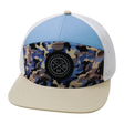 Youth Color Vibes Hat, Flat Bill, Snapback Hat, Sky Camo, Cream, Baby Blue, White, Mens Hat, Womens Hat, Front Picture