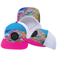 Youth Color Vibes Hat, Flat Bill, Snapback Hat, Candy Land, Neon Pink, Neon Blue, White, Mens Hat, Womens Hat, Main Picture  