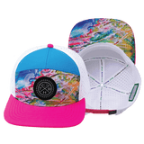 Youth Color Vibes Hat, Flat Bill, Snapback Hat, Candy Land, Neon Pink, Neon Blue, White, Mens Hat, Womens Hat, Main Picture  