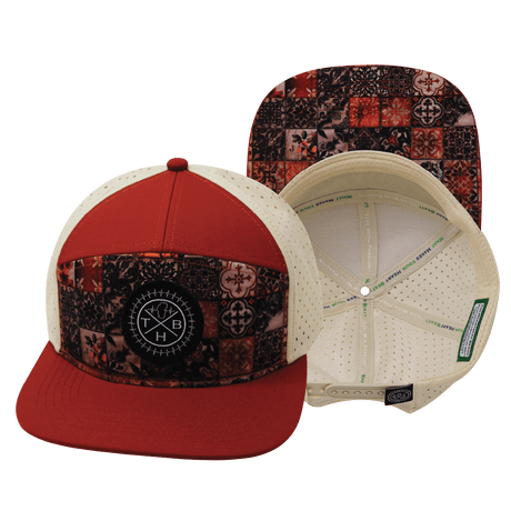 Youth Color Vibes Hat, Flat Bill, Snapback Hat, Copper Stitch, Red Rock, Cream, Mens Hat, Womens Hat, Main Picture