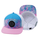 Youth Color Vibes Hat, Flat Bill, Snapback Hat, Cotton Candy, Pink, Neon Blue, White, Mens Hat, Womens Hat, Main Picture