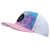 Youth Color Vibes Hat, Flat Bill, Snapback Hat, Cotton Candy, Pink, Neon Blue, White, Mens Hat, Womens Hat, Side Picture