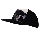 Youth Color Vibes Hat, Flat Bill, Snapback Hat, Desert Night Camo, Black, Cream, Mens Hat, Womens Hat, Side Picture   