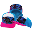 Youth Color Vibes Hat, Flat Bill, Snapback Hat, Feather Glow, Neon Pink, White, Neon Blue, Mens Hat, Womens Hat, Main Picture 