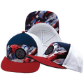**YOUTH** Color Vibes Hat - Flat Bill - Geo Flag - Dark Red / Navy / White - Laser Mesh