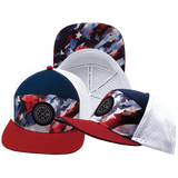 Youth Color Vibes Hat, Flat Bill, Snapback Hat, Geo Flag, Red, Navy, White, Mens Hat, Womens Hat, Main Picture