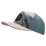 Youth Color Vibes Hat, Flat Bill, Snapback Hat, Marble Earth, Cream, White, Light Blue, Mens Hat, Womens Hat, Side Picture 