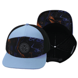 Youth Color Vibes Hat, Flat Bill, Snapback Hat, Midnight Mirage, Baby Blue, Black, Mens Hat, Womens Hat, Main Picture