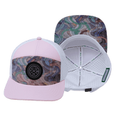 Youth  Color Vibes Hat, Flat Bill, Snapback Hat, Mosaic Curves, Light Pink White, Mens Hat, Womens Hat, Main Picture 
