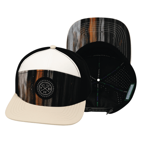 Youth Color Vibes Hat, Flat Bill, Snapback Hat, Mystic Tree, Cream, White, Black, Mens Hat, Womens Hat, Main Picture 