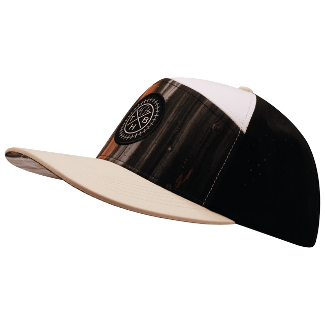 Youth Color Vibes Hat, Flat Bill, Snapback Hat, Mystic Tree, Cream, White, Black, Mens Hat, Womens Hat, Side Picture 