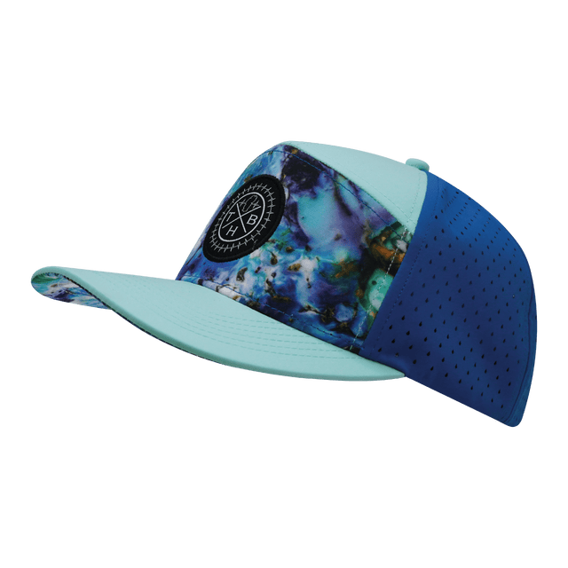 Youth Color Vibes Hat, Flat Bill, Snapback Hat, Nebula, Mint, Blue, Mens Hat, Womens Hat, Side Picture 