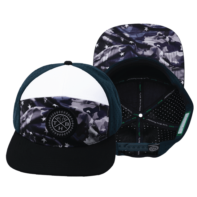 Youth Color Vibes Hat, Flat Bill, Snapback Hat, Patriots Night, Black, White, Navy, Mens Hat, Womens Hat, Main Picture