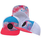 Youth Color Vibes Hat, Flat Bill, Snapback Hat, Pixi Dust, Neon Peach, Neon Blue, White, Mens Hat, Womens Hat, Main Picture 