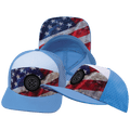 **YOUTH** Color Vibes Hat - Flat Bill - Rugged Flag - Baby Blue / White - Laser Mesh